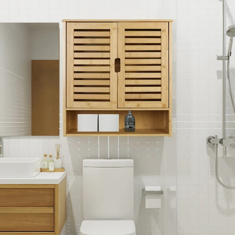 Armoire de rangement murale pour salle de bain avec étagère réglable et double porte
