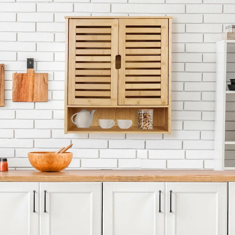Armoire de rangement murale pour salle de bain avec étagère réglable et double porte