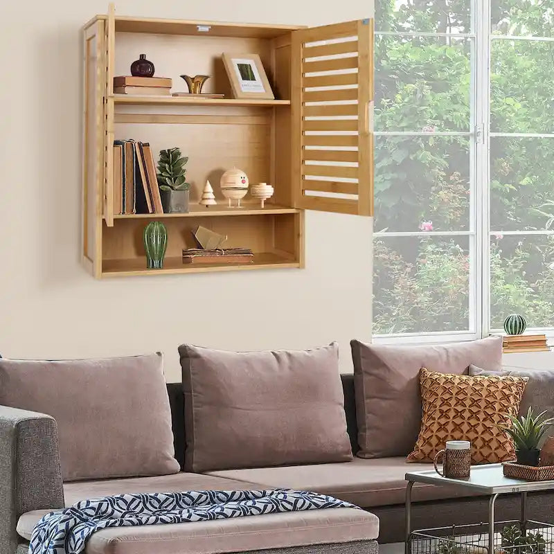 Armoire de rangement murale pour salle de bain avec étagère réglable et double porte