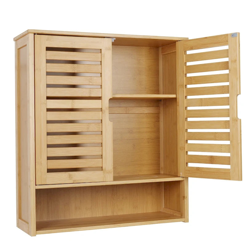 Armoire de rangement murale pour salle de bain avec étagère réglable et double porte