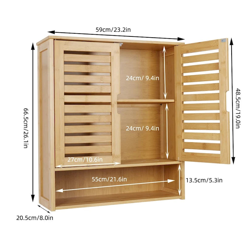 Armoire de rangement murale pour salle de bain avec étagère réglable et double porte