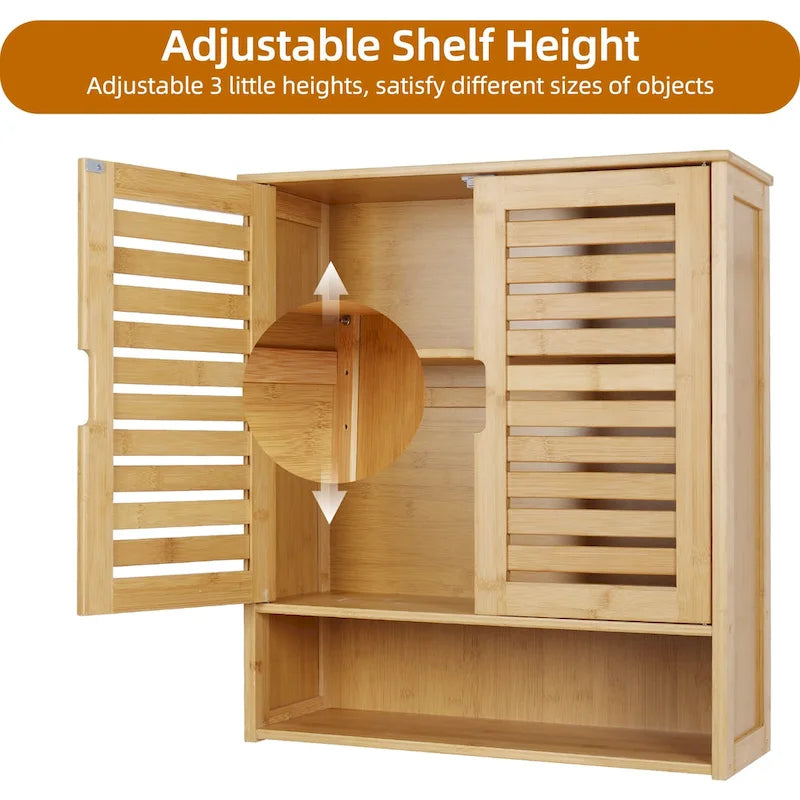 Armoire de rangement murale pour salle de bain avec étagère réglable et double porte