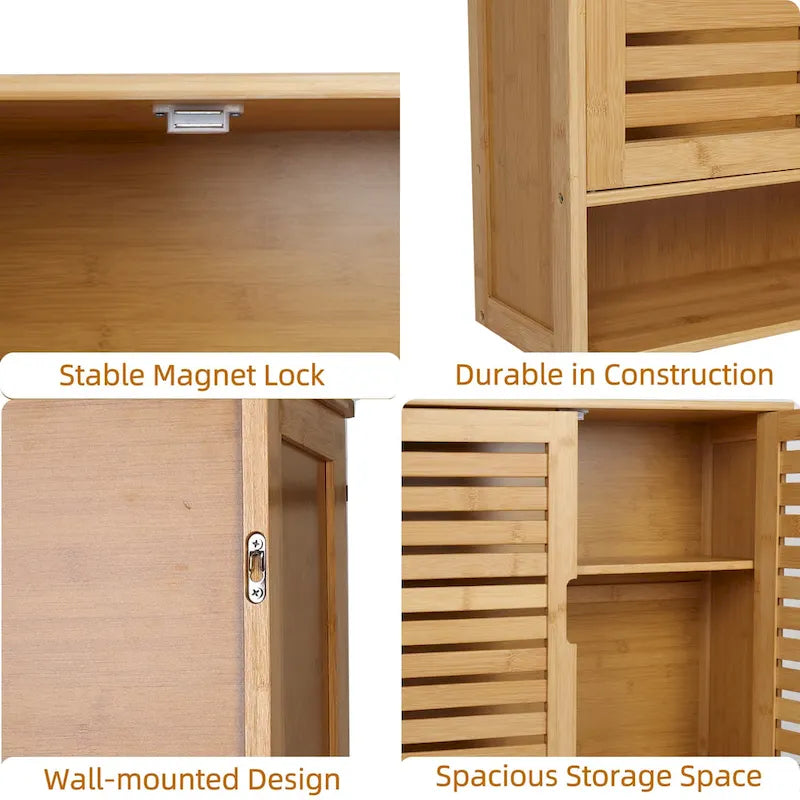 Armoire de rangement murale pour salle de bain avec étagère réglable et double porte