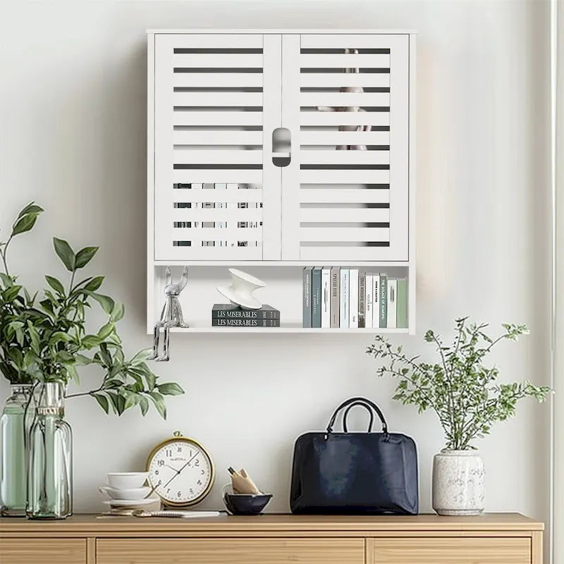 Armoire de rangement murale pour salle de bain avec étagère réglable et double porte