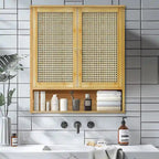 Armoire de rangement murale pour salle de bain avec étagère réglable et double porte