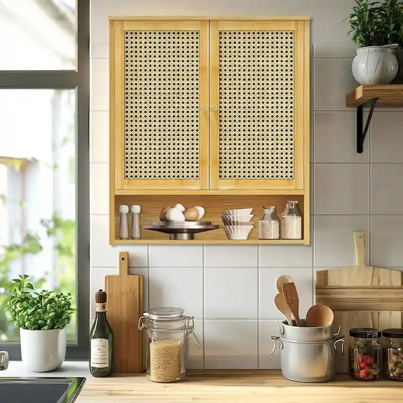 Armoire de rangement murale pour salle de bain avec étagère réglable et double porte