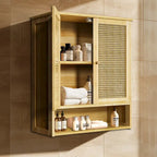Armoire de rangement murale pour salle de bain avec étagère réglable et double porte