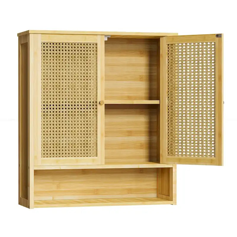 Armoire de rangement murale pour salle de bain avec étagère réglable et double porte