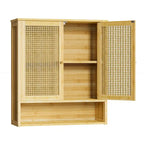 Armoire de rangement murale pour salle de bain avec étagère réglable et double porte
