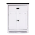 Armoire à linge de salle de bain en bois blanc et noir - 81 cm (H) x 60 cm (L) x 30 cm (P)
