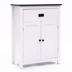Armoire à linge de salle de bain en bois blanc et noir - 81 cm (H) x 60 cm (L) x 30 cm (P)