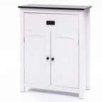 Armoire à linge de salle de bain en bois blanc et noir - 81 cm (H) x 60 cm (L) x 30 cm (P)