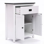 Armoire à linge de salle de bain en bois blanc et noir - 81 cm (H) x 60 cm (L) x 30 cm (P)