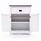 Armoire à linge de salle de bain en bois blanc et noir - 81 cm (H) x 60 cm (L) x 30 cm (P)