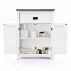 Armoire à linge de salle de bain en bois blanc et noir - 81 cm (H) x 60 cm (L) x 30 cm (P)