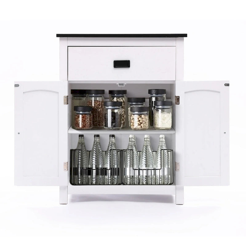 Armoire à linge de salle de bain en bois blanc et noir - 81 cm (H) x 60 cm (L) x 30 cm (P)
