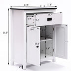 Armoire à linge de salle de bain en bois blanc et noir - 81 cm (H) x 60 cm (L) x 30 cm (P)