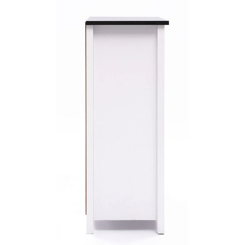 Armoire à linge de salle de bain en bois blanc et noir - 81 cm (H) x 60 cm (L) x 30 cm (P)