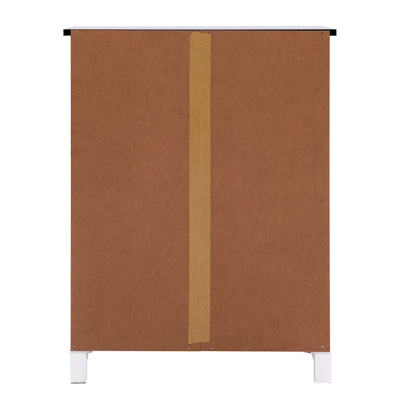 Armoire à linge de salle de bain en bois blanc et noir - 81 cm (H) x 60 cm (L) x 30 cm (P)