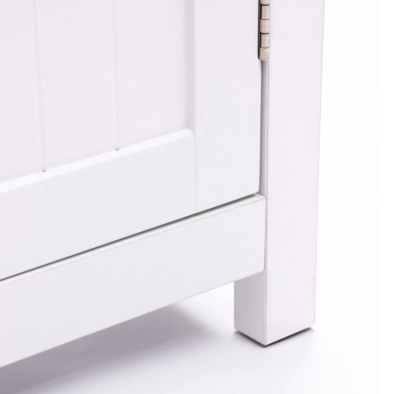 Armoire à linge de salle de bain en bois blanc et noir - 81 cm (H) x 60 cm (L) x 30 cm (P)