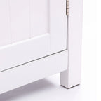 Armoire à linge de salle de bain en bois blanc et noir - 81 cm (H) x 60 cm (L) x 30 cm (P)