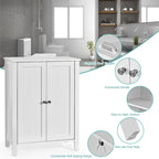 Meuble de salle de bain en bois sur pied