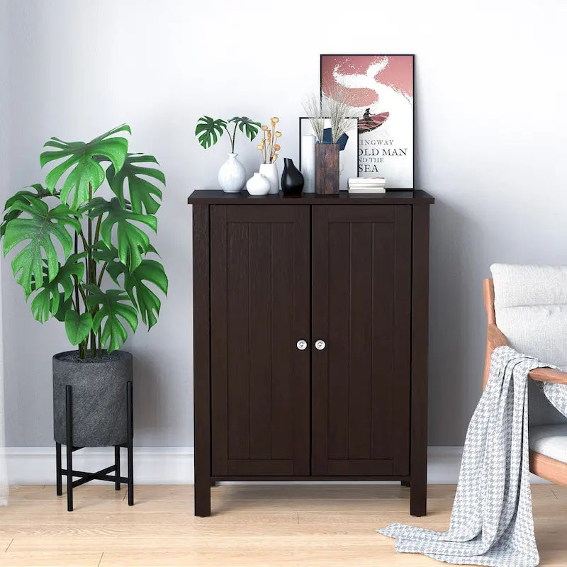 Meuble de salle de bain en bois sur pied
