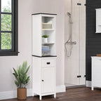 Colonne de rangement pour salle de bain en bois blanc et noir - 63 cm (H) x 15,75 cm (L) x 11,81 cm (P)