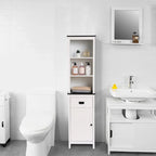Colonne de rangement pour salle de bain en bois blanc et noir - 63 cm (H) x 15,75 cm (L) x 11,81 cm (P)