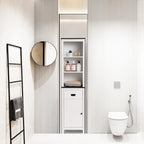 Colonne de rangement pour salle de bain en bois blanc et noir - 63 cm (H) x 15,75 cm (L) x 11,81 cm (P)