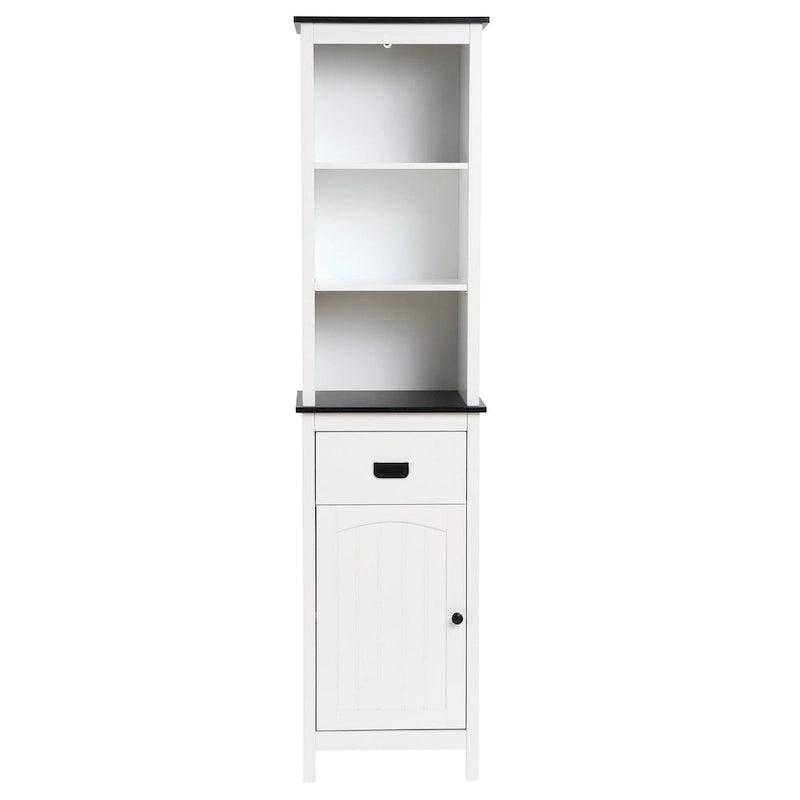 Colonne de rangement pour salle de bain en bois blanc et noir - 63 cm (H) x 15,75 cm (L) x 11,81 cm (P)