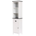 Colonne de rangement pour salle de bain en bois blanc et noir - 63 cm (H) x 15,75 cm (L) x 11,81 cm (P)
