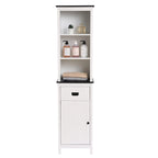Colonne de rangement pour salle de bain en bois blanc et noir - 63 cm (H) x 15,75 cm (L) x 11,81 cm (P)