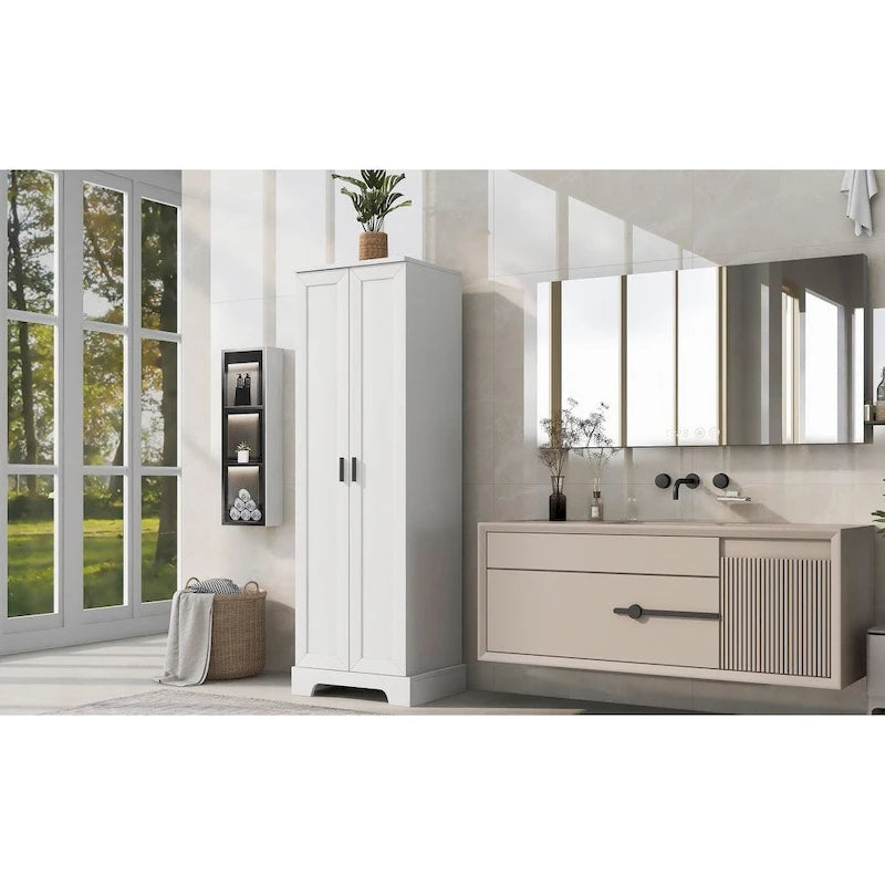 Armoire de rangement à deux portes pour salle de bain ou bureau, étagère réglable en MDF