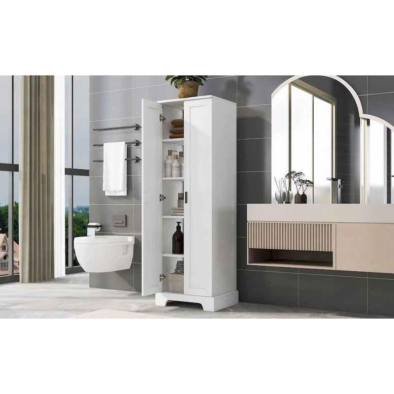 Armoire de rangement à deux portes pour salle de bain ou bureau, étagère réglable en MDF