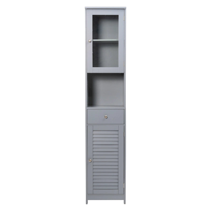 Meuble de rangement de salle de bain de 70,9 cm de hauteur avec 2 portes et 1 tiroir, tour de rangement autoportante