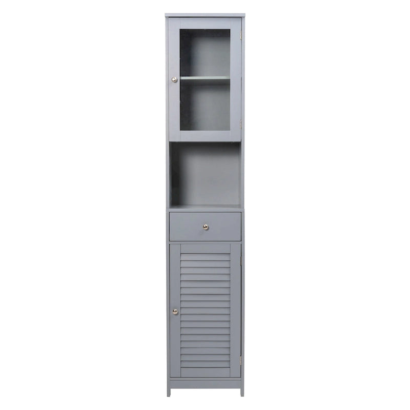 Meuble de rangement de salle de bain de 70,9 cm de hauteur avec 2 portes et 1 tiroir, tour de rangement autoportante