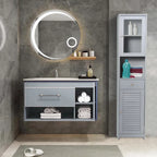 Meuble de rangement de salle de bain de 70,9 cm de hauteur avec 2 portes et 1 tiroir, tour de rangement autoportante