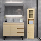Meuble de rangement de salle de bain de 70,9 cm de hauteur avec 2 portes et 1 tiroir, tour de rangement autoportante