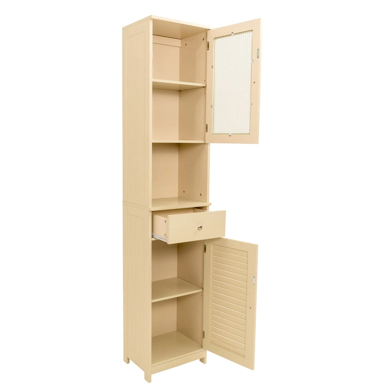 Meuble de rangement de salle de bain de 70,9 cm de hauteur avec 2 portes et 1 tiroir, tour de rangement autoportante