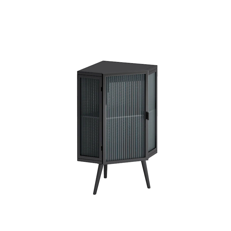 Meuble d'angle métallique de 80 cm de haut avec étagère réglable