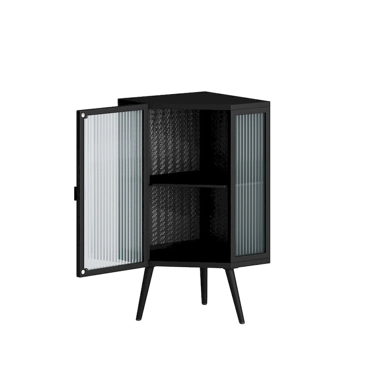 Meuble d'angle métallique de 80 cm de haut avec étagère réglable