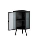 Meuble d'angle métallique de 80 cm de haut avec étagère réglable