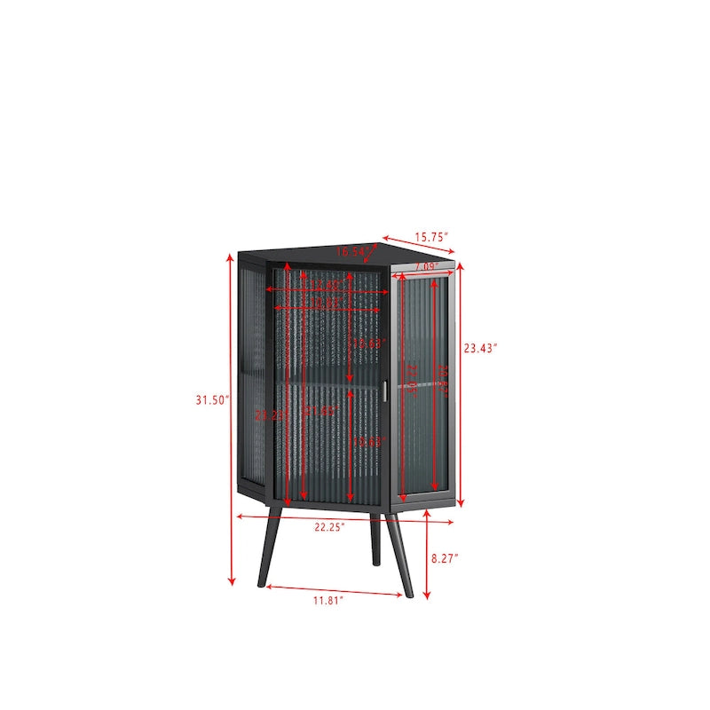 Meuble d'angle métallique de 80 cm de haut avec étagère réglable