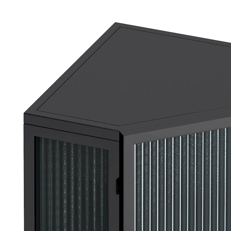 Meuble d'angle métallique de 80 cm de haut avec étagère réglable