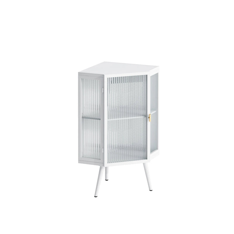 Meuble d'angle métallique de 80 cm de haut avec étagère réglable