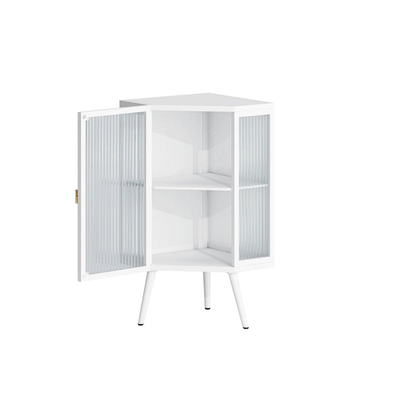 Meuble d'angle métallique de 80 cm de haut avec étagère réglable