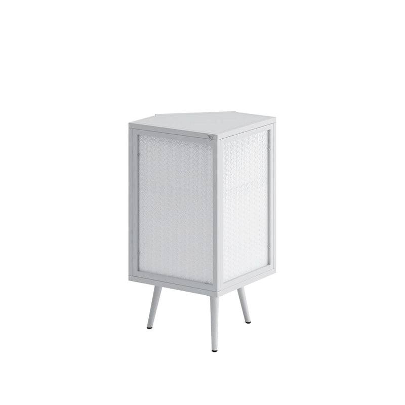 Meuble d'angle métallique de 80 cm de haut avec étagère réglable