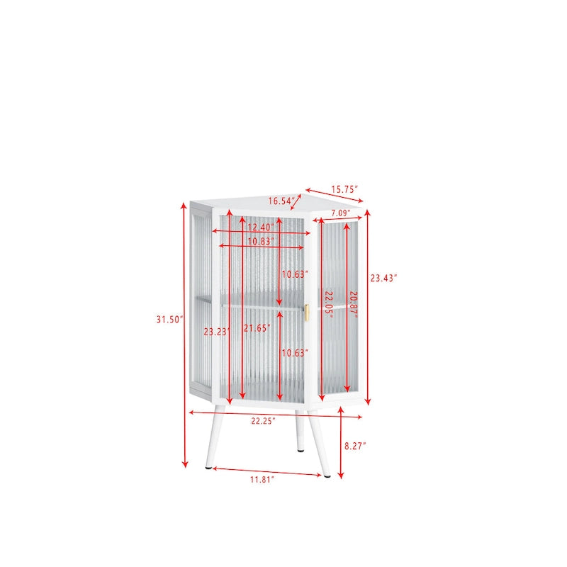 Meuble d'angle métallique de 80 cm de haut avec étagère réglable