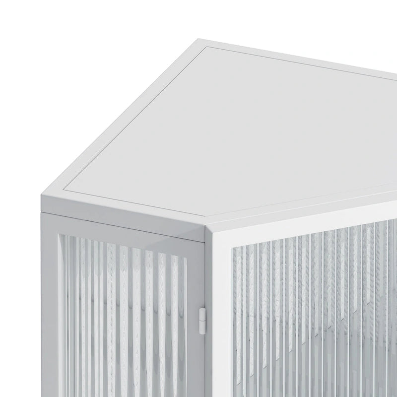 Meuble d'angle métallique de 80 cm de haut avec étagère réglable